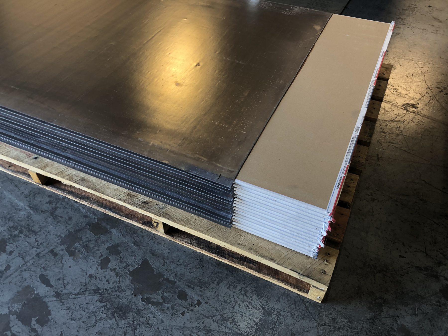 Lead-lined sheet materials ready for installation.