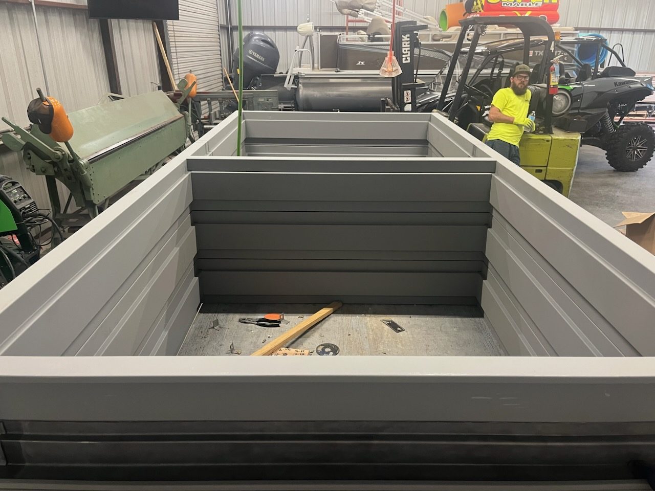 Large fabricated shielded enclosure in progress.